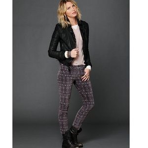 Free People velvet printed skinnies